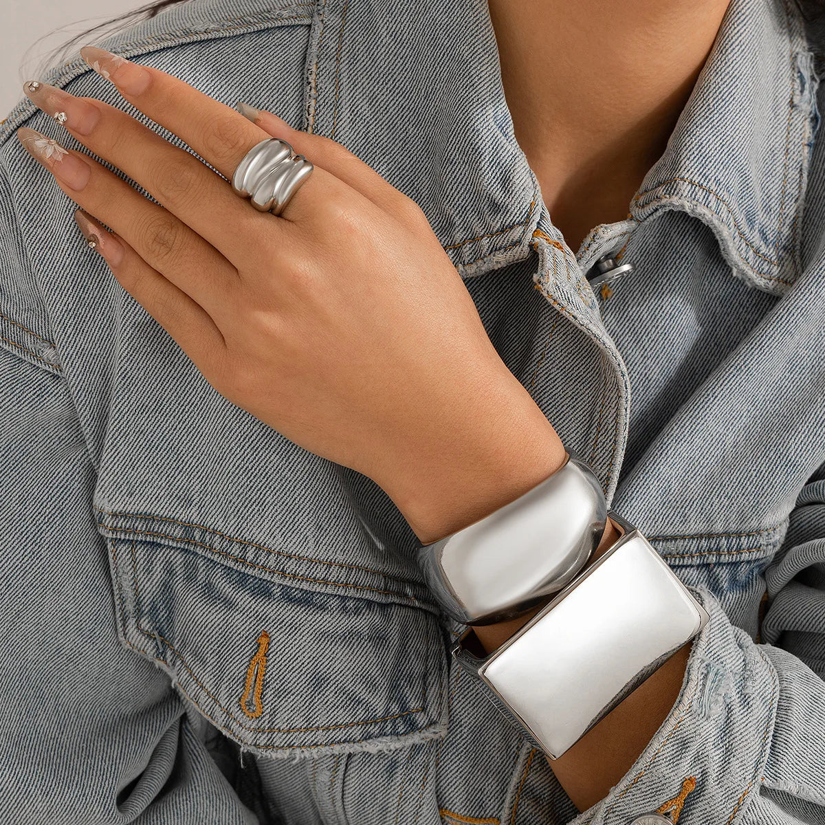Exaggerated Bangles Vintage Punk Irregular Geometric