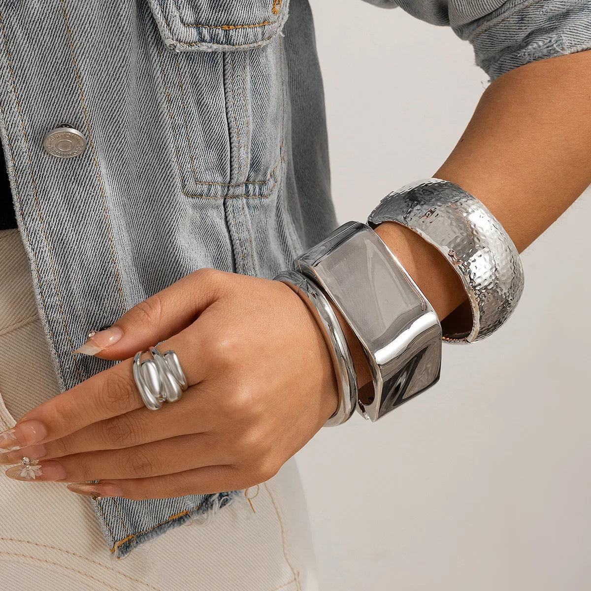 Exaggerated Punk Irregular Wide Cuff Bangle