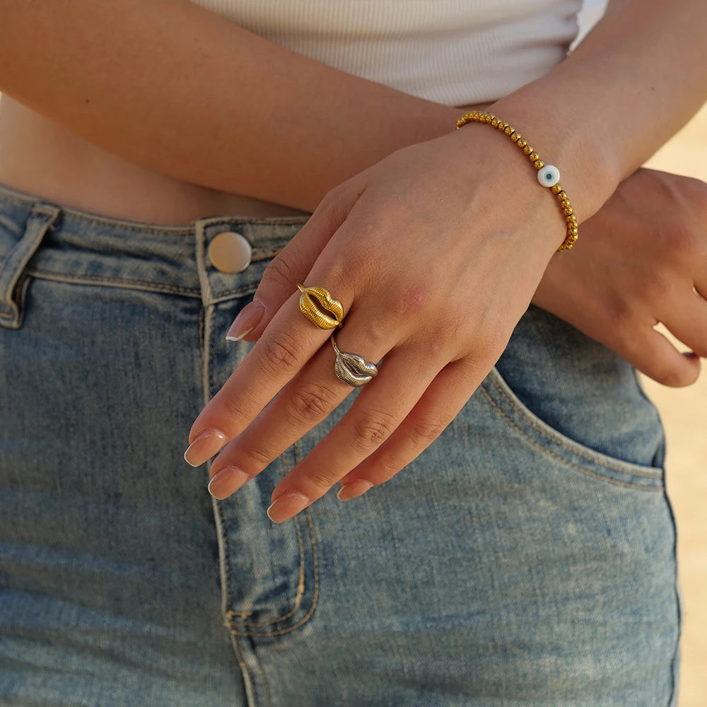 Stainless Steel Lip Design Finger Rings