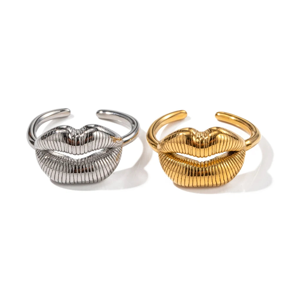 Stainless Steel Lip Design Finger Rings
