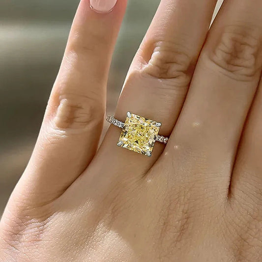 Exquisite Square Yellow Cubic Zirconia Ring